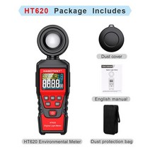 조도계 조도 센서 측정기 HABOTEST HT620 디지털 Luxmeter 고정밀 전문 조명기 180 회전식 광 Lux 광도계 포함, [01] HT620