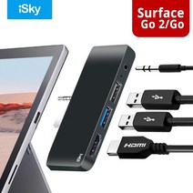 ISKY FOR MICROSOFT SURFACE GO GO2 USB 허브 표면 허브 포트 복제기 USB3.0 HDMI 표면 GO GO 2, HDMI-3.5mm