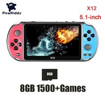 휴대용 레트로 옛날 고전 게임기 캠핑 패밀리 가정용 오락기 powkiddy 새로운 x12 pro 핸드 +, x12 파랑 빨강 8g