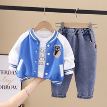 몽실이 머플러곰점퍼3pcs 상하세트 가을 긴팔 상하복 외출복 아동 유아