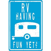캠핑카 카라반 용품 캠핑 있고 있는 양철 간판 테마 캐빈 장식이 있는 이빨섬 스튜디오 rv, 파란색, 40x30cm