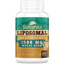 [라이프익스텐션] 1500MG 리포솜 스페르미딘 밀 배아 추출물 최대 흡수 15mg 보충제 - 세포 재생 노화 방어 미토콘드리아 면역 체계 60 소프트젤을 위한 아연 함유 더 강력, [01] 60개(1팩)