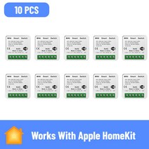 스마트홈 스마트전등스위치 HomeKit 16A WiFi 스위치 모듈 2 방식 제어 빛 APP 원격 알렉사 구글 Siri 음성, 04 10 PCS HomeKit