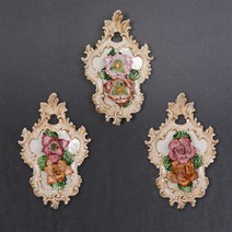 앤틱 꽃도자기 액자 3종 세트 - 이탈리아 직수입 (세라믹 손다) - 4150