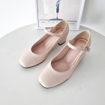 국내제작 발편한 빅사이즈 발등 스트랩 메리제인 펌프스 4cm 여성 구두