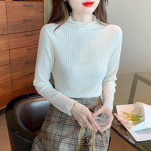 봄 나무 귀걸이 긴팔 티 桖 레이스 레깅스 반폴라 패션 센스 코디녀