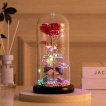 장미 무드등 감성 100일 기념일 로즈데이 홀로그램 LED 유리돔 집들이 생일 선물, 홀로그램화이트