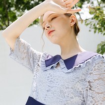 헤시테그나인 헤나 레이스 미니 원피스 - 스카이블루