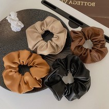 바네코쥬얼리 레더 곱창 머리끈 가죽 곱창밴드 스크런치 헤어슈슈 4개 세트