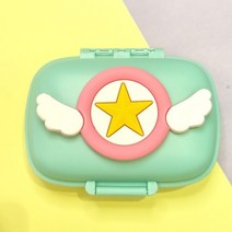 Kawaii-카드 캡터 사쿠라 공주 휴대용 8 구획 봉인 알약 상자 사탕 컨테이너 액세서리 이어링 보관 애니메이션 장난감, [02] Mint green blue, [01] 10cm, 02 Mint green blue_01 10cm