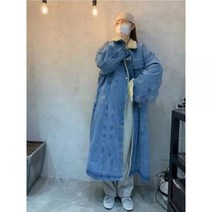 트렌치코트 두껍고 따뜻한 하이 스트리트 패딩 중간 길이 겨울 양모 데님 재킷 여성용 트렌치 코트 한국 스타일 두꺼운 윈드브레이커