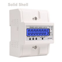디지털 전력계 딘레일 380V 80A 3 상 4 선 전자 와트 전력 에너지 미터 kWh LCD 백라이트 디스플레이 투명, [01] Solid Shell