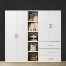 이엔 (800옷장/이불장+400오픈선반장+3서랍옷장) 2000 장롱세트 시스템장 드레스룸 장농, 화이트, 이불장 세트