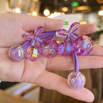 테이프공 만들기탄성 헤어 밴드 투명 아크릴 체리 볼 타이 2 개/묶음 소녀 껌 러블리 키즈 포니 테일 홀, 05 5