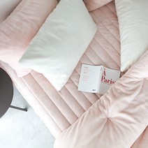 베이직톤 따뜻한 프리미엄 극세사 누빔 침대패드, 베이비핑크