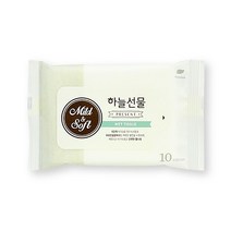 하늘선물물티슈(10매 리필) 휴대용 소형 파우치형 아기 유아 판촉 홍보, 상세페이지 참조