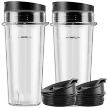 2팩 블렌더 싱글 16Oz 컵 Sip 씰 뚜껑 포함 닌자 블렌더 액세서리 호환 가능
