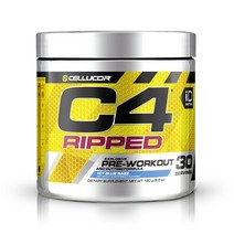 Cellucor C4 부스터 Ripped 헬스 프리워크아웃 아이시 블루 래즈 30 서빙 180 g, 1개, 180g
