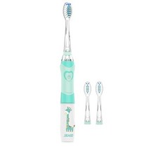 해외 Seago 아이의 음파 전동 칫솔 배터리 구동 다채로운 LED 스마트 타이머 칫솔 교체 가능 듀폰 브러시, 핑크 블루