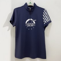 [행복한백화점][그린조이][그린조이] 포인트 프린트 하이넥 반지퍼 티셔츠 네이비 여성 GS18KL52W