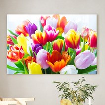 예쁜 힐링 풍수 인테리어 장미 데이지 튤립 꽃그림 모음 북유럽감성 식물액자, 03.레인보우 튤립