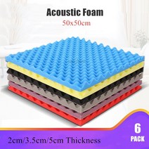 목모보드 차음재 흡음재 천정텍스 차음시트 스튜디오 어쿠스틱 폼 사운드 폼 계란 방음 흡수 처리 패널 씰링 스트립 두께, 검은색, 6개, 50x50x3.5cm