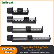 어닝레일 CNC 선형 레일 가이드 스테이지 T 형 미니 스테퍼 모터 액추에이터 50-300mm 스트로크 슬라이딩, 05 12mm Pitch_02 100mm