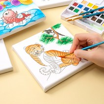 [바이오피스] 민화 무지 캔버스 밑 그림 그려진 천 액자 색칠 하기 유아 어린이 초등 미술 놀이 수업 도면 동물 전통 민속 방과후 학교 돌봄 교실 교재 교구 재료 어린이집 유치원 축제 체험 행사, 민화 캔버스액자 (부엉이), 1개