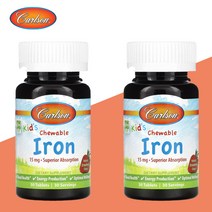 칼슨랩 어린이 츄어블 철분 딸기맛 15mg 30정 글리시네이트 킬레이트 2개