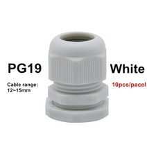 케이블글랜드 방수 케이블 글 랜드 ip68 케이블 와이어 항목 10pcs pg7 3-6.5mm pg9 pg11 pg13.5 pg16 pg19 pg21 나일론 플라스틱 케이블, PG19 흰색