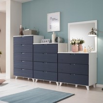 퍼니아트 루카 광폭 4단서랍장 800, 바디화이트_블루