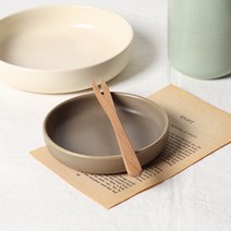 쁠라 마카롱 파스텔 도자기 굽부 접시 찬기 로우볼, 로우볼 12cm 1p, 모카