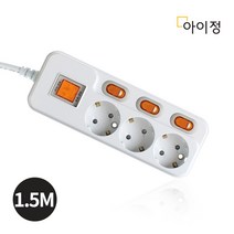 아이정 현대 개별절전 멀티탭 3구 1.5M 과부하차단 스위치, 1개
