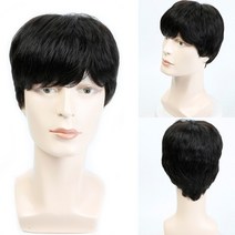 남성 엠자가발 남자커트가발 m자커버 정수리 앞머리 부분가발 WEILAI 남자 합성 가발 짧은 갈색 머리, 한개옵션1, 01 2