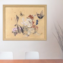 나봄갤러리 현재 심사정 - 절지호접도 한국화 꽃그림 나비그림 동양화, 3.내츄럴 액자