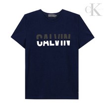 캘빈클라인 투톤 배색 레터링 반팔티_네이비 Calvin Klein Jeans slimfit J30737-402