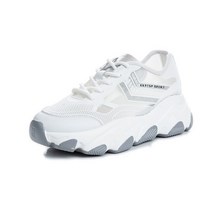 실얼음 배기 어글리 슈즈 여성 리얼가죽 캐쥬얼 여름 통굽 키높이 운동화 트렌드 x2개