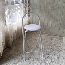 간단한 접이식 높은의자, 흰색 원형쿠션(높이 60CM)