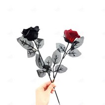 검은 장미 흑장미 블랙 로즈 조화 꽃송이 사진 촬영 스튜디오 소품 인테리어 장식 꽃꽂이 연인 선물, A 블랙