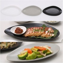 감성 조약돌 반찬타원접시 4종(생선 반찬 메인요리 긴접시), 그레이