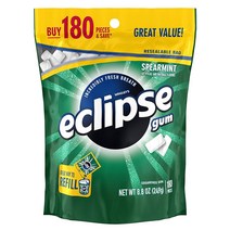 Eclipse Spearmint Sugarfree Gum 이클립스 스피아민트 무설탕 미국껌 180개(1팩), 1박스