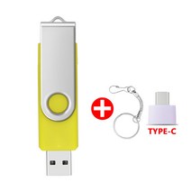 usb128기가 이동식 디스크 2테라 c타입 usb 금속 방수 펜 드라이브 2 in 1 otg 2.0 pendrive 64gb 고품질 유형 c 플래시 드라이브 4gb 128, 16 기가 바이트, 노란색