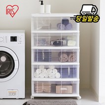 [아이리스코리아] 아이리스 투명 이동식 5단 서랍장 옷 수납장 N605, 상세 설명 참조