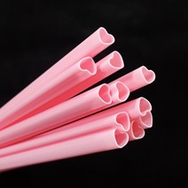 [하트빨대] 6mm 25cm 벌크포장 핑크 (200개), 단품, 단품