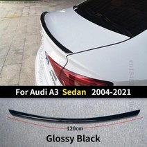 카본 리어 스포일러 디퓨저 립 액세서리 장식 아우디 A3 S3 8PA 8VA 8VS 8V7 2010 2012 2013 2014 2015 2016 2018-2004, Glossy Black 120CM