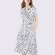 구매대행 여름 도트 프린트 쿨링 원피스 A라인 스커트