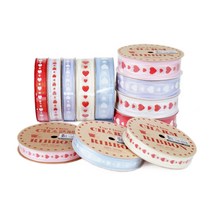 리본 이중하트 오간디 15mm 15Y 빨강, 50개