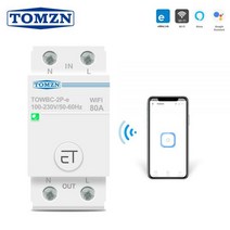 63A 80A 단상 딘 레일 WIFI 회로 차단기 스마트 스위치 원격 제어 Ewelink APP 스마트 홈 TOMZN MCB 타이머