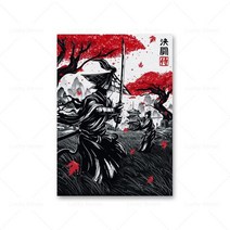 일본갑옷 일본 사무라이 캔버스 갑옷 캐릭터 터 잉어 게이샤 잉크 워시 월 아트 그림 거실 침실 홈, [11] xcm No Frame, [10]