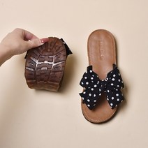 주름 조리 미들힐 리본 화이트 깔끔한 가벼운 캐주얼 여성슬리퍼샌들 플랫 볼넓은